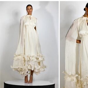 Chic Cream Cape Midi Dress